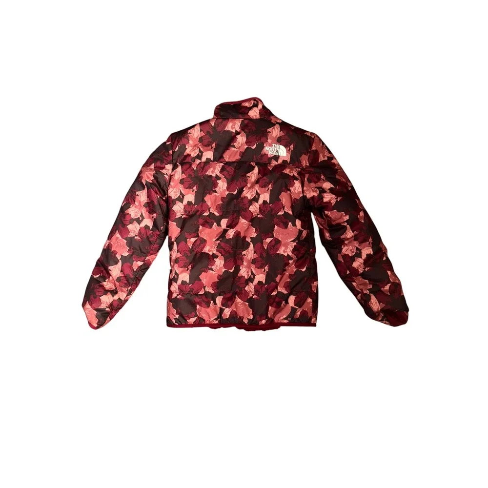 The North Face Girls Reversible Mossbud Swirl Jacket Floral Burgundy Large 12‎